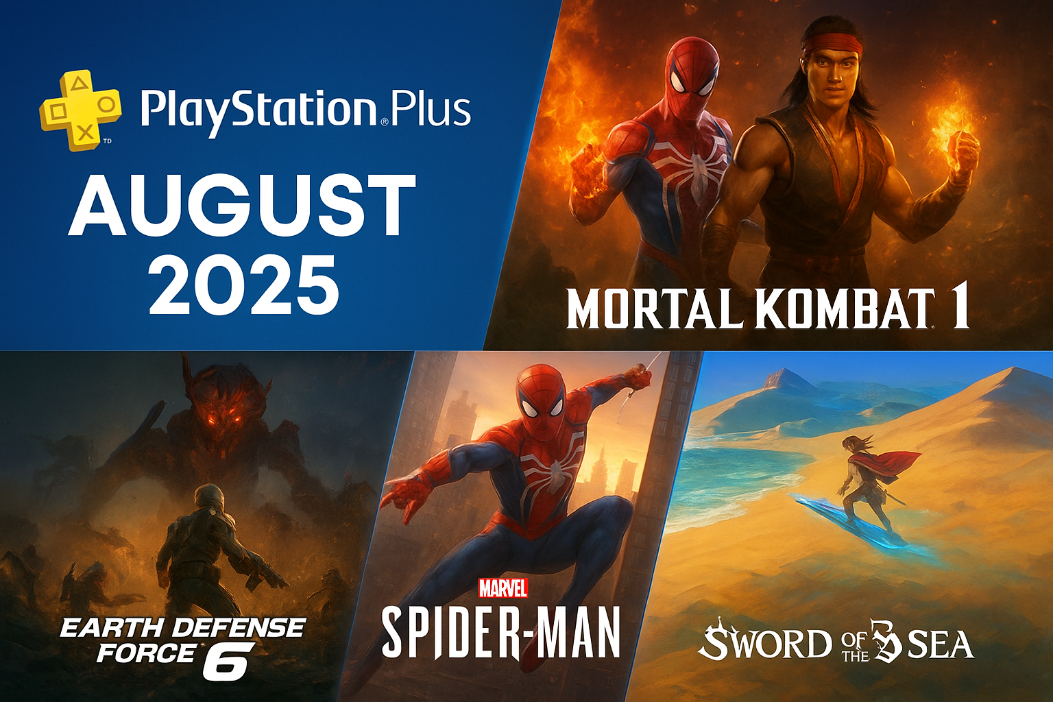 PlayStation Plus August 2025: A Packed Month Featuring Mortal Kombat 1, Spider-Man, and More