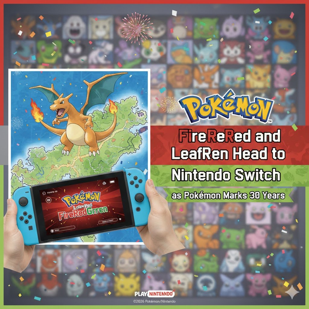 Pokémon FireRed and LeafGreen Head to Nintendo Switch as Pokémon Marks 30 Years